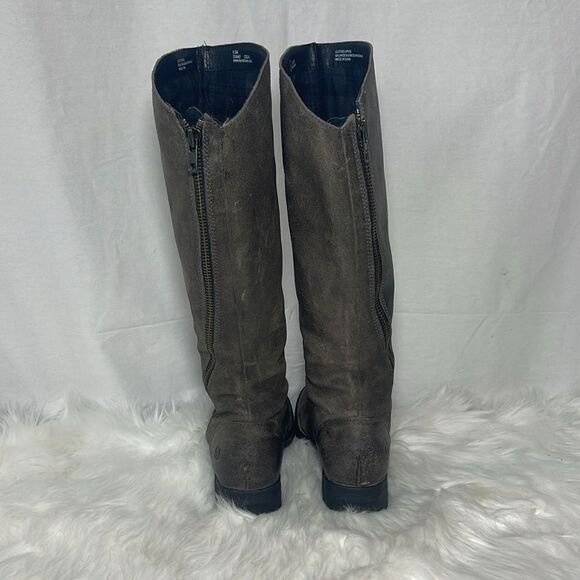 Born Distressed Brown Asymmetrical Zip Knee High Boots Sz 6.5 - Picture 3 of 6